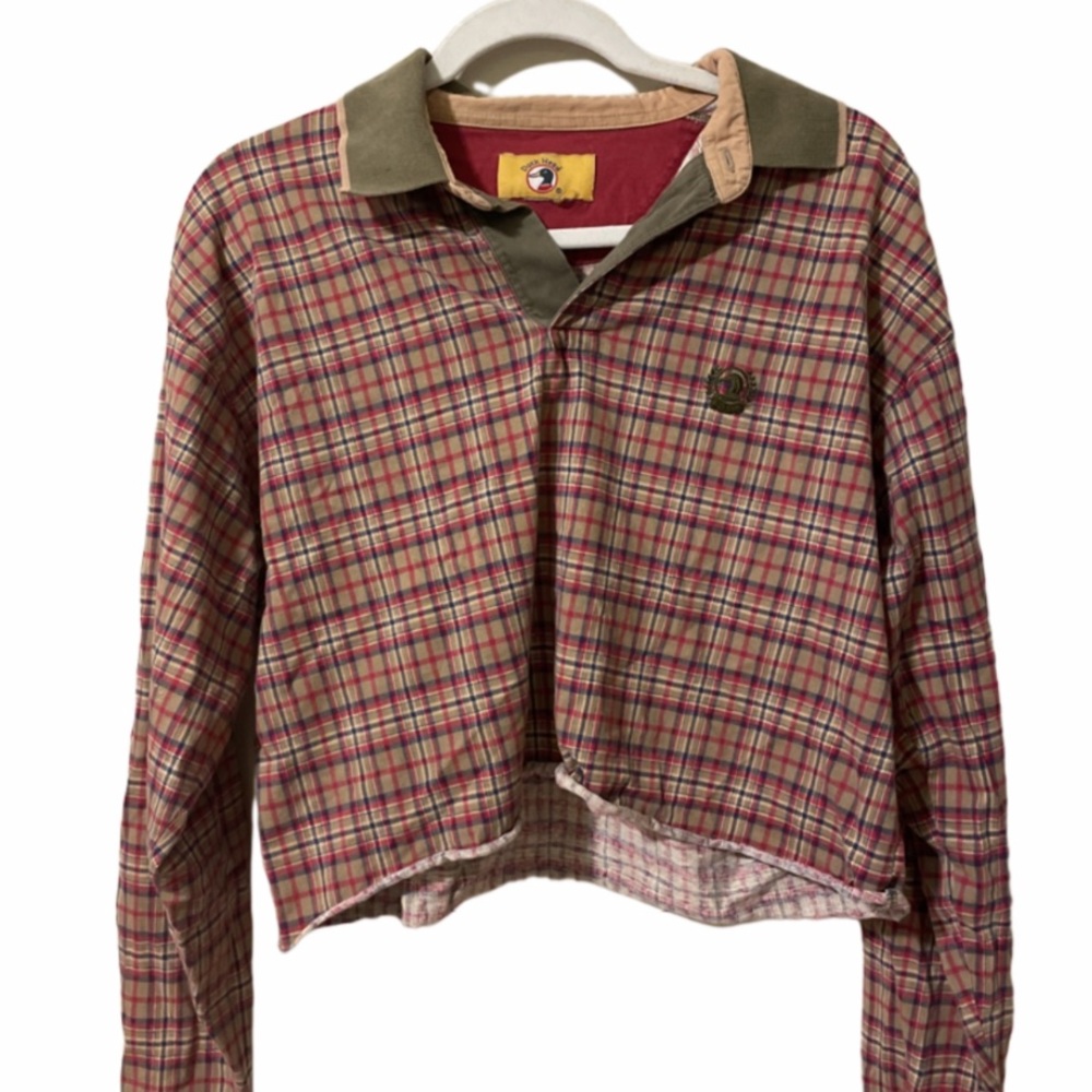 Thrifted duck head cropped flannel